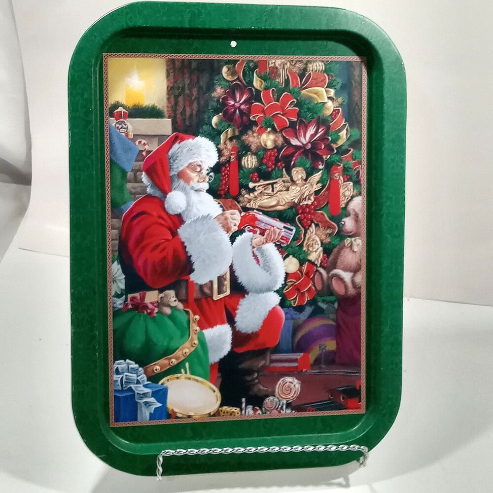 Christmas Santa Claus Train Toys Tray 2009 Design Metal Wall Hang